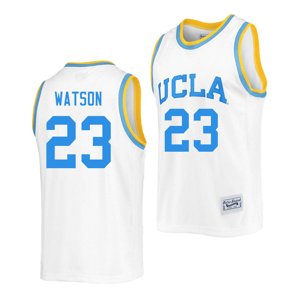 Men #23 Peyton Watson UCLA Bruins College Jerseys Sale-Retro White